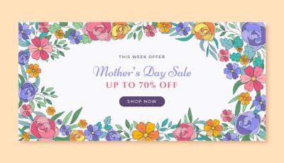 Horizontal Sale Banner Template for Mother’s Day Celebration – Free Download