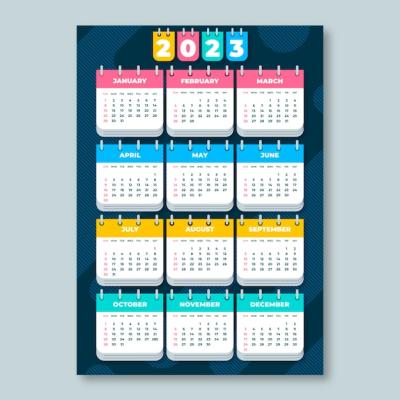 Flat 2023 Monthly Calendar Template – Free Download