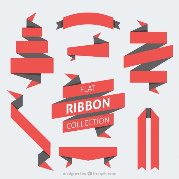 Flat Red Ribbon Origami Pack – Free Download