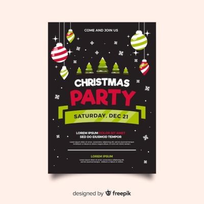 Christmas Party Flyer Template – Flat Design Style for Free Download