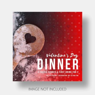 Valentine’s Day Restaurant Social Template – Free Download