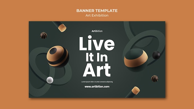 Geometric Shapes Banner Template for Art Exhibition – Free Download