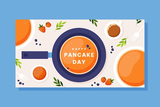 Flat Pancake Day Social Media Post Template – Download Free Stock Photo