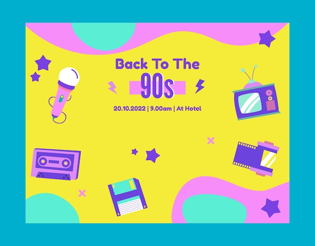 90s Party Photocall Template – Free Download