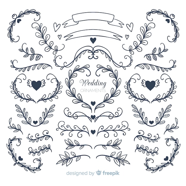 Hand Drawn Wedding Ornament Collection – Free Download