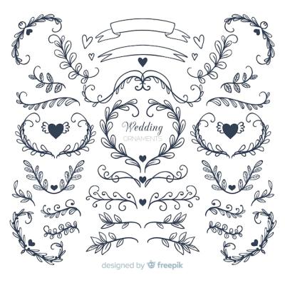 Hand Drawn Wedding Ornament Collection – Free Download