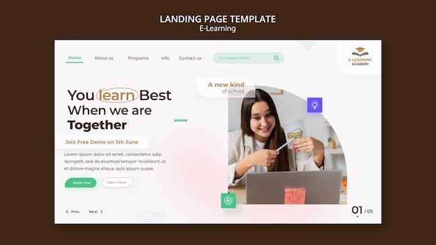 E-learning and Online Distance Classes Landing Page Template – Free Download