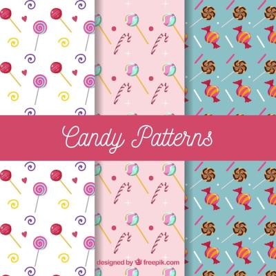 Colorful Candies Patterns Collection in Flat Style – Free Download