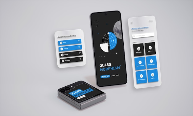 Smartphone Mock-Up Design Featuring Glassmorphism – Free Download