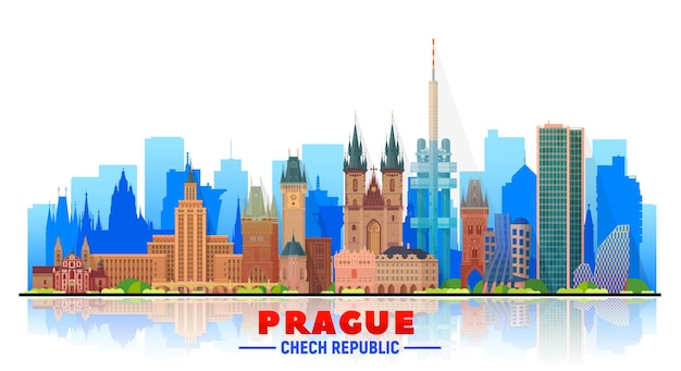 Prague Skyline Vector Illustration for Business Travel and Tourism – Free Download