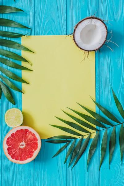 Summer Composition with Fruits and Space for Messages – Free Stock Photo for Download