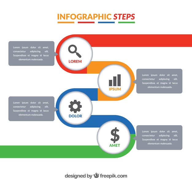 Colorful Flat Infographic Steps – Free Download