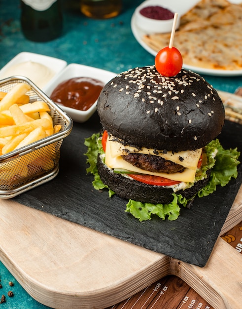 Black Cheeseburger and French Fries – Free Download