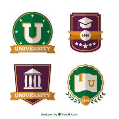 Flat Design University Emblems for Free Download