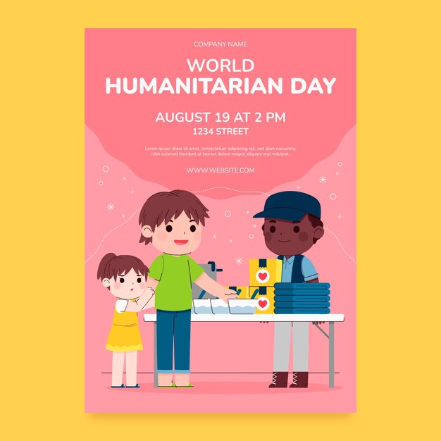 Flat Flyer Template for World Humanitarian Day Celebration – Free Download