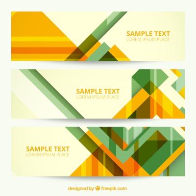 Green and Yellow Geometric Banners – Free Download for Stock Photos