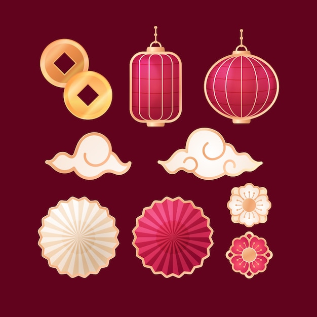 Realistic Chinese New Year Celebration Elements Collection – Free Download