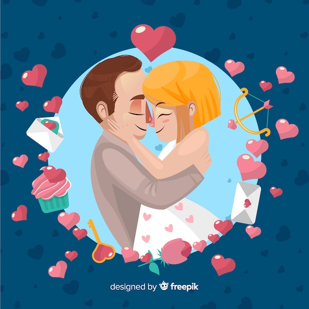 Valentine’s Day Background Featuring a Hugging Couple – Free to Download