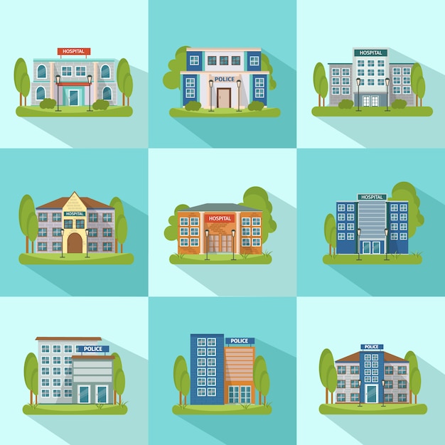 City Buildings Icon Set – Download Free Stock Photo