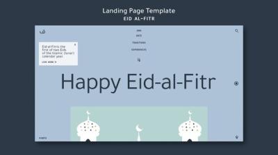 Flat Design Eid al-Fitr Landing Page Template – Free Download