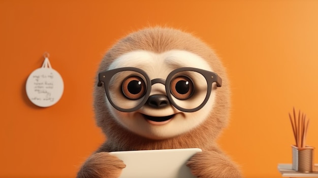 A Sloth with Glasses Holding a Paper – Free Stock Photo Download