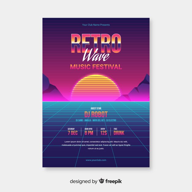 Retro Futuristic Music Poster Template – Free Download