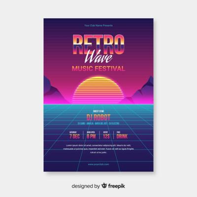 Retro Futuristic Music Poster Template – Free Download