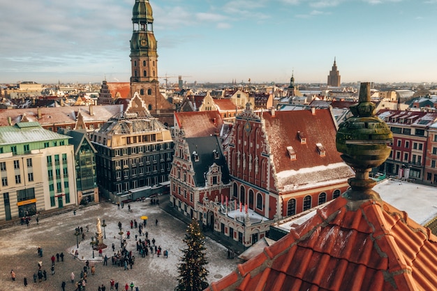 Aerial View of Old Buildings in Riga, Latvia During Winter – Free Stock Photo, Download Free Stock Photo