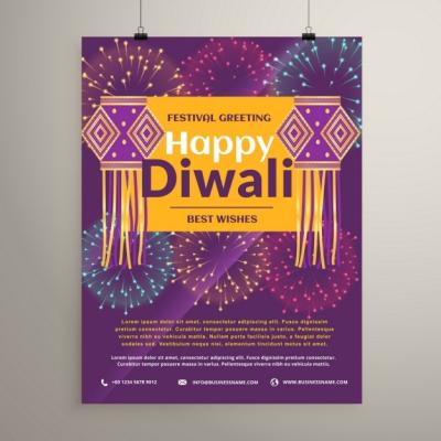 Diwali Purple Brochure – Free Download, Free Stock Photo