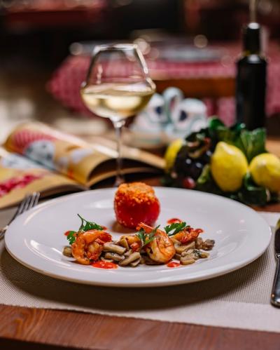 A Plate of SautÃ©ed Mushroom and Shrimp Served with Tomato – Free Stock Photo, Download for Free