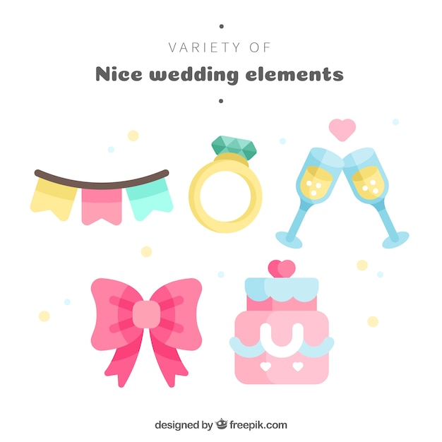 Flat Wedding Elements Vector Pack – Free Download