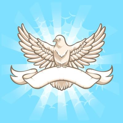 Dove Flying with Banner Illustration – Free to Download