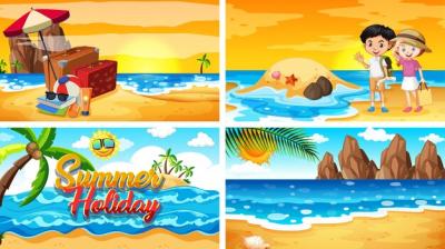 Summer Beach Scenes – Free Download for Stunning Vector Templates