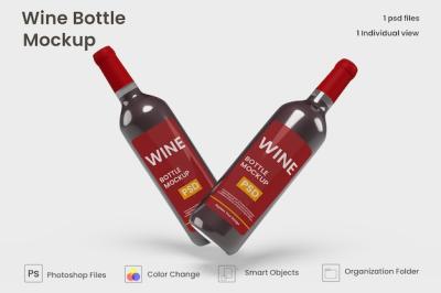 Realistic Wine Bottle Label Mockup – Free Download