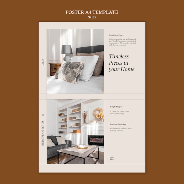 Vertical Poster Template for Interior Decor Sales Featuring Furniture – Free Download