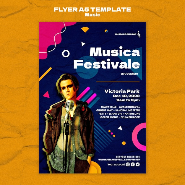 Flat Design Music Poster Template – Free Download