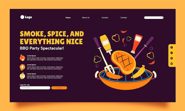 Hand Drawn BBQ Party Landing Page Template – Free Download