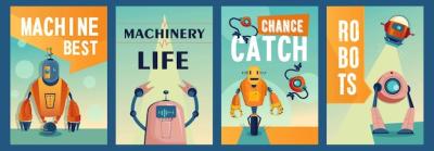 Robotic Characters Posters Set – Free Download