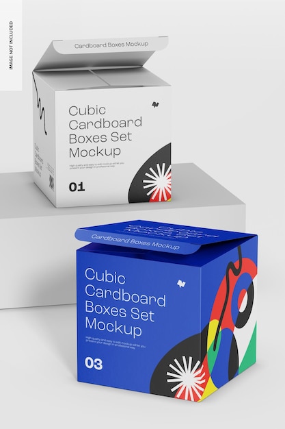 Cubic Cardboard Boxes Mockup – Free Download, Download Free Stock Photo