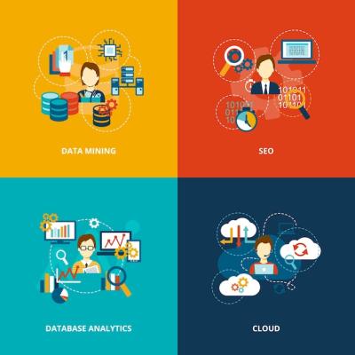 Database Analytics Icons Flat â Free Download