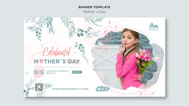 Mother’s Day Celebration Horizontal Banner Template – Free Download