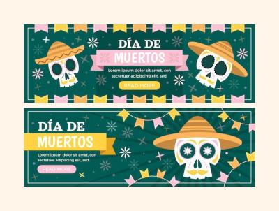 Dia de Muertos Horizontal Banners Set – Free to Download