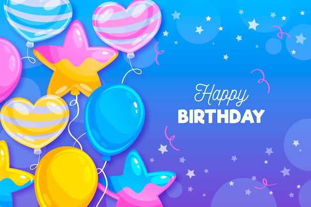 Birthday Background Design Featuring Greeting and Balloons – Free Download