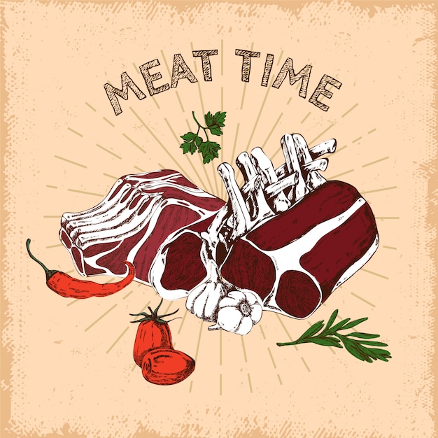 Meat Time Hand Drawn Design – Free Stock Photo Download