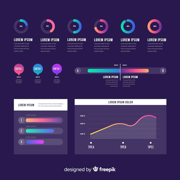 Gradient Effect Colorful Infographic Elements – Free Download