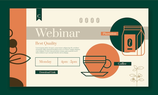 Flat Design Coffee Plantation Webinar Template – Free to Download