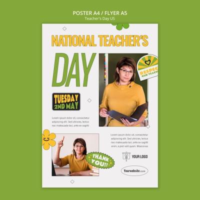 Teacher’s Day Template in Flat Design – Free Download