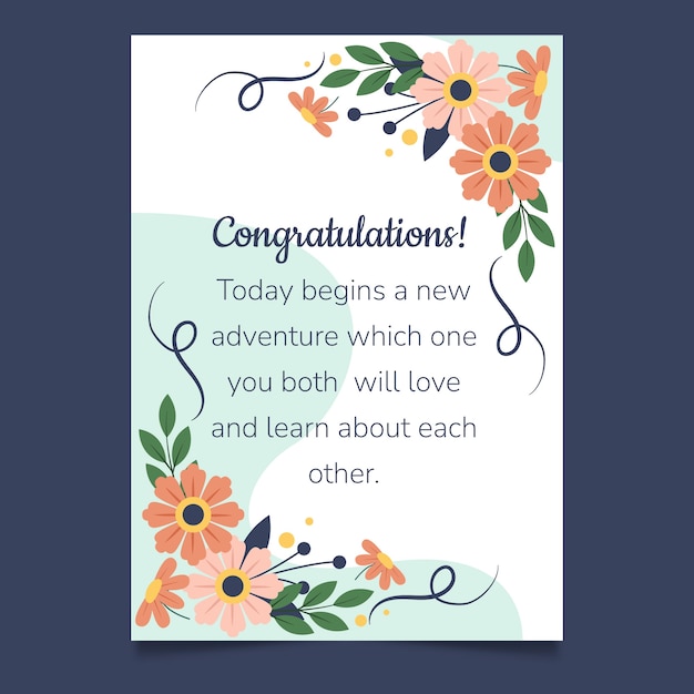 Hand Drawn Wedding Congratulations Card – Free Download