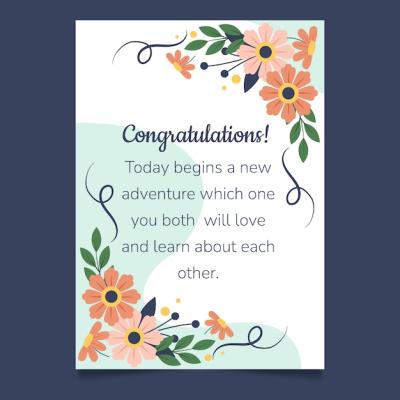 Hand Drawn Wedding Congratulations Card – Free Download