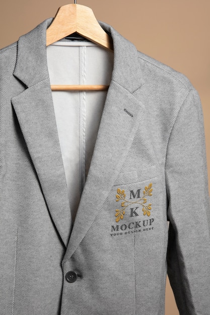 Mock-up Logo Design on Gray Blazer – Free Download